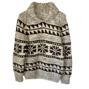 Vintage Handmade in Canada Tuak Cowichan Native Virgin Wool Snowflake Sweater